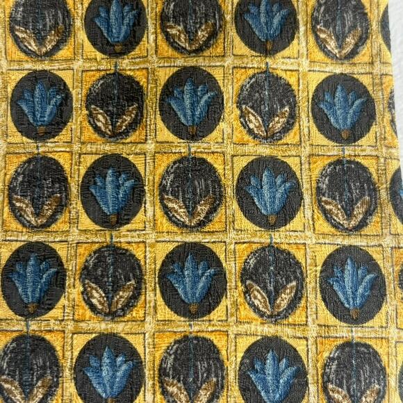 Ermenegildo Zegna Men's 100% Silk Yellow with Floral/ Geometric Pattern Tie - Picture 6 of 10